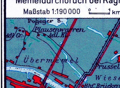 Karte des Memel-Ufers: Ragnit und Tilsit